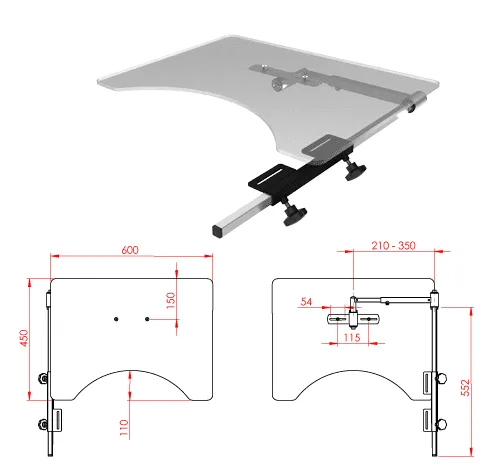 Therapietisch 600x450x8mm, klappbar