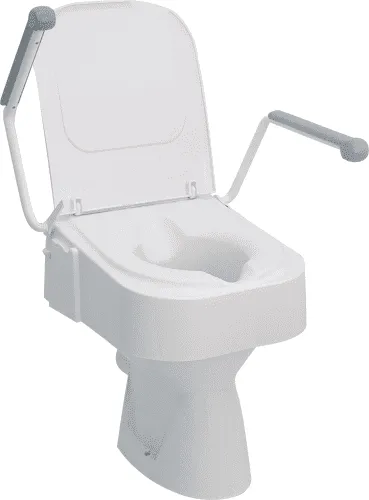 Toilettensitzerhöhung TSE 150 mit Deckel und Armlehnen weiß