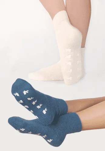 Fußwärmer/Socken 25% Angora mit Rutschstoppern