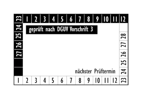 Prüfplakette für Pflegebetten geprüft nach DGUV Vorschrift 3, 1 Bogen = 18 Stück, gültig bis 2027