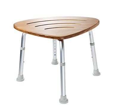 Bad-Duschhocker Aluminium mit Bambussitz