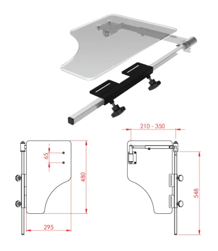 Halber Therapietisch 295x480x8mm,klappbar