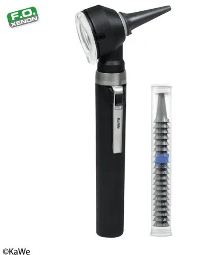 Otoskop PICCOLIGHT LED Fieber Optik mit Ohrtrichter und Stofftasche schwarz