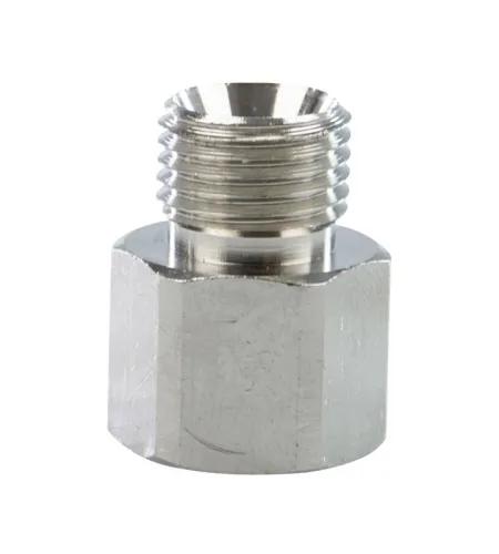 Metalladapter verchromt mit Dichtung für AquaPak & Respiflo G3/8 auf UNF9/16