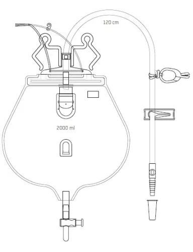 Bettbeutel UZ100 mit Tropfkammer, geschlossenes System, steril, transparent/blau Gr. 2000 ml