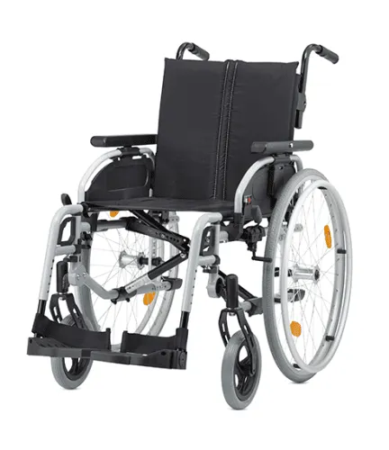 Leichtgewichtrollstuhl Pyro light optima mit Kombiarmlehnen u.Trommelbremse, PU silber-metallic